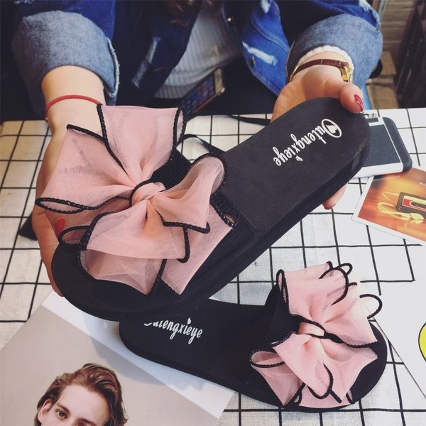 Красиви дамски чехли с панделка в няколко цвята