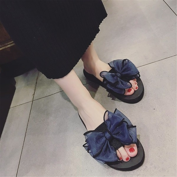 Красиви дамски чехли с панделка в няколко цвята