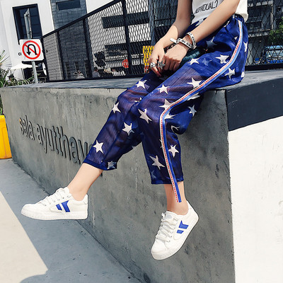 Ефирен дамски панталон в два цвята на звездички