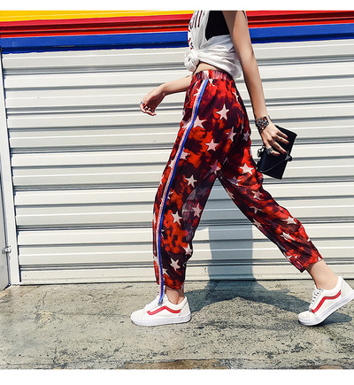 Ефирен дамски панталон в два цвята на звездички