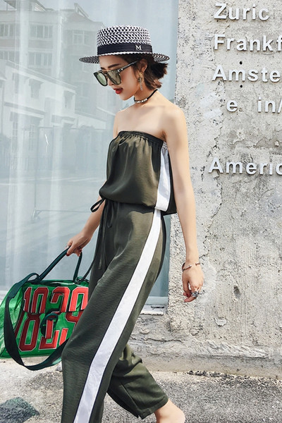 Летен и стилен дамски гащеризон без презрамки 