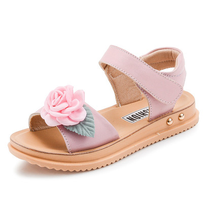 Сладки детски сандали за момичета с декорация роза