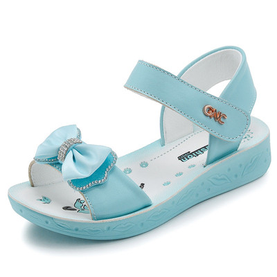 Ежедневни детски сандали за момичета с панделка в син и розов цвят