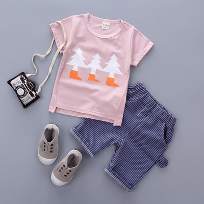 Сладко детско комплектче с раиран панталон + тениска