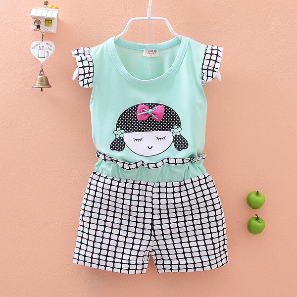 Нежно детско сетче за момичета - тениска + къси панталони