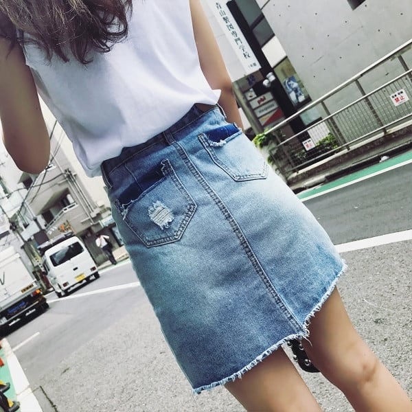 φούστα Φρέσκο ​​κυρία με υψηλή μέση και τεμαχισμένο