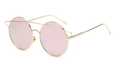 Πολύ κομψό κυρίες UV-προστατευτικά γυαλιά ηλίου με στρογγυλό φακούς και όμορφη λεπτή κορνίζα