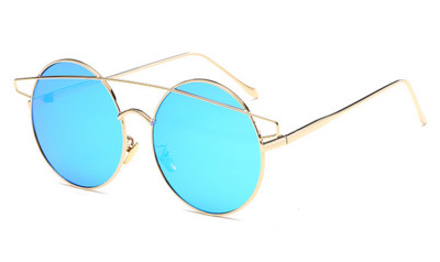 Πολύ κομψό κυρίες UV-προστατευτικά γυαλιά ηλίου με στρογγυλό φακούς και όμορφη λεπτή κορνίζα