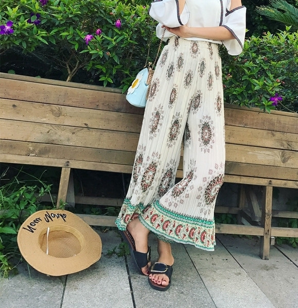 Τραγανή και λεπτή ευρεία κυρίες παντελόνι για την άνοιξη και το καλοκαίρι