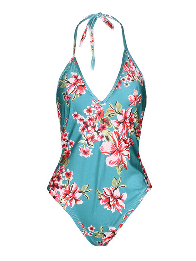 Γυναικείο μαγιό ριγέ άνθη