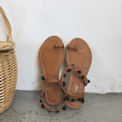 Καθημερινά, δερμάτινα σανδάλια απλό μοντέλο με μπάλες