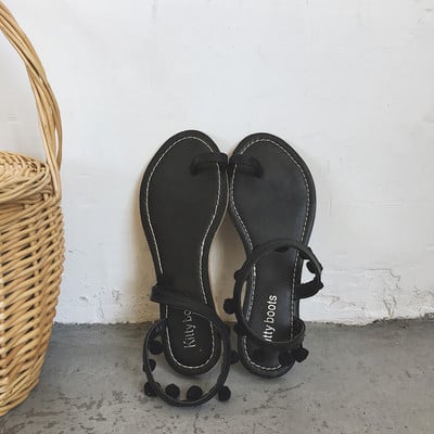 Καθημερινά, δερμάτινα σανδάλια απλό μοντέλο με μπάλες