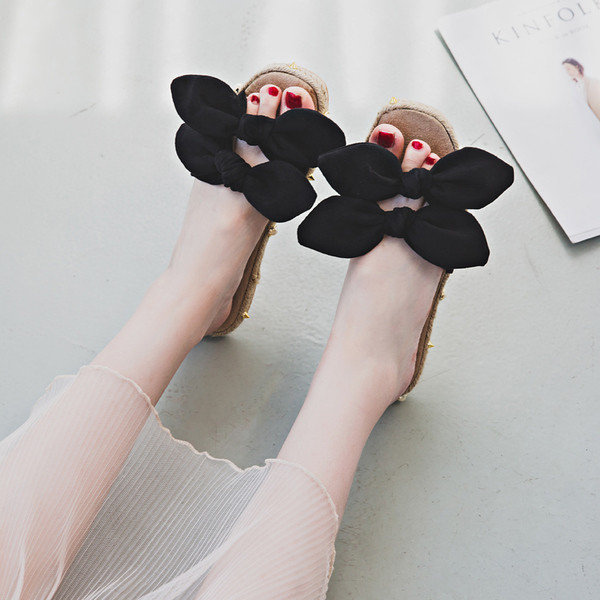 Γυναικείες παντόφλες με κορδέλες και χάντρες σε διάφορα χρώματα