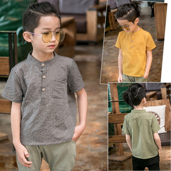 Κομψό παιδικό πουκάμισο για αγόρια με κοντό μανίκι σε διάφορα χρώματα