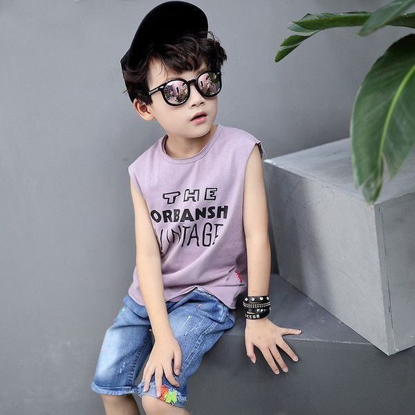 Детски потник за момчета с надписи в свободен стил