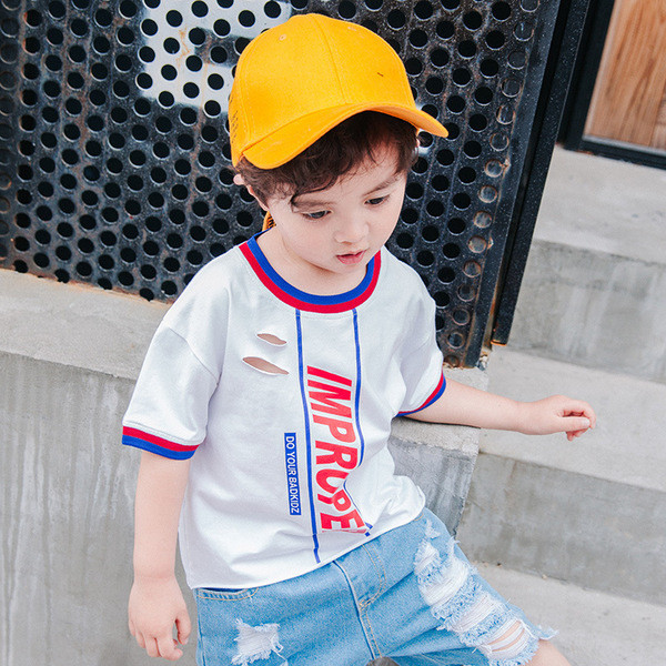 Ежедневна детска тениска за момчета с 3/4 ръкави с О-образна яка