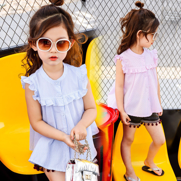 Стилна дамска риза в син и розов цвят