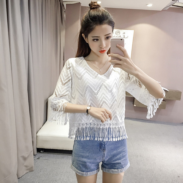 Καλοκαιρινή γυναικεία μπλούζα με μανίκια 3/4 - με φερμουάρ