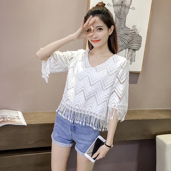 Καλοκαιρινή γυναικεία μπλούζα με μανίκια 3/4 - με φερμουάρ