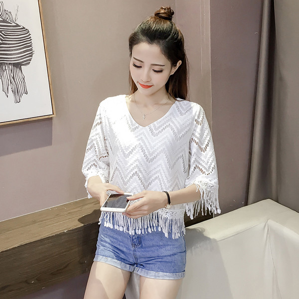 Καλοκαιρινή γυναικεία μπλούζα με μανίκια 3/4 - με φερμουάρ