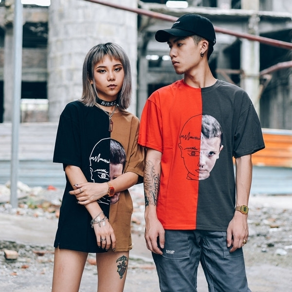 Стилна мъжка тениска с две лица в два цвята 