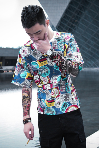 Цветна тениска за мъже с 3/4 ръкав 