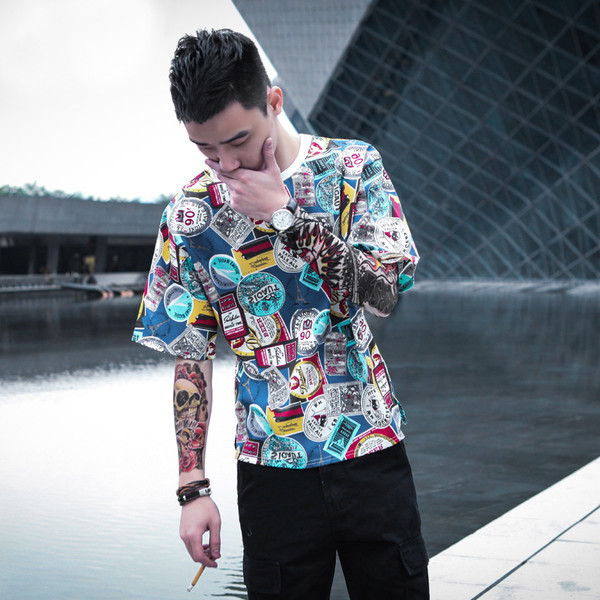 Цветна тениска за мъже с 3/4 ръкав 