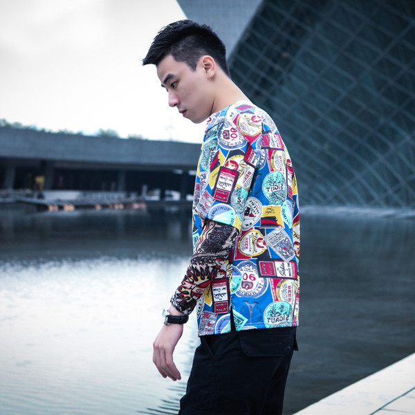 Цветна тениска за мъже с 3/4 ръкав 