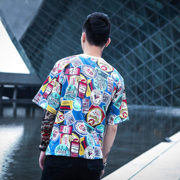 Цветна тениска за мъже с 3/4 ръкав 