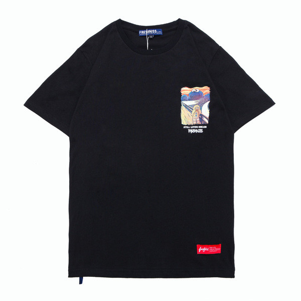 Мъжка тениска с апликация на гърба в бял и черен цвят