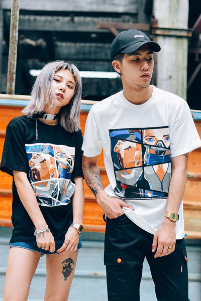 Тениска за мъже и жени с изображение, в бял и черен цвят