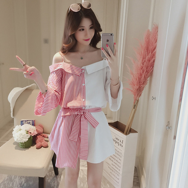 Καλοκαιρινό γυναικείο φόρεμα με δύο πρόσωπα και πτώση ώμου