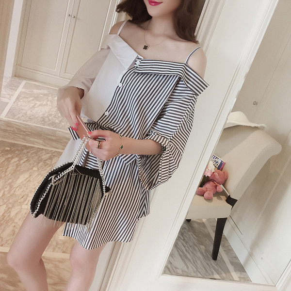 Καλοκαιρινό γυναικείο φόρεμα με δύο πρόσωπα και πτώση ώμου