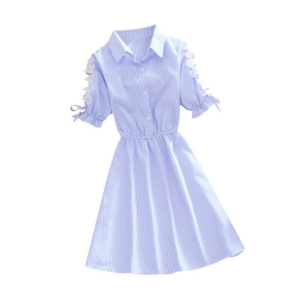 Γυναικείο φόρεμα με κολάρο και κοντά μανίκια σε τρία χρώματα