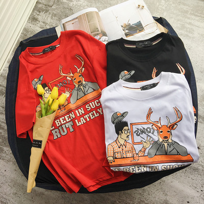 Ежедневна мъжка тениска в няколко цвята с карикатура