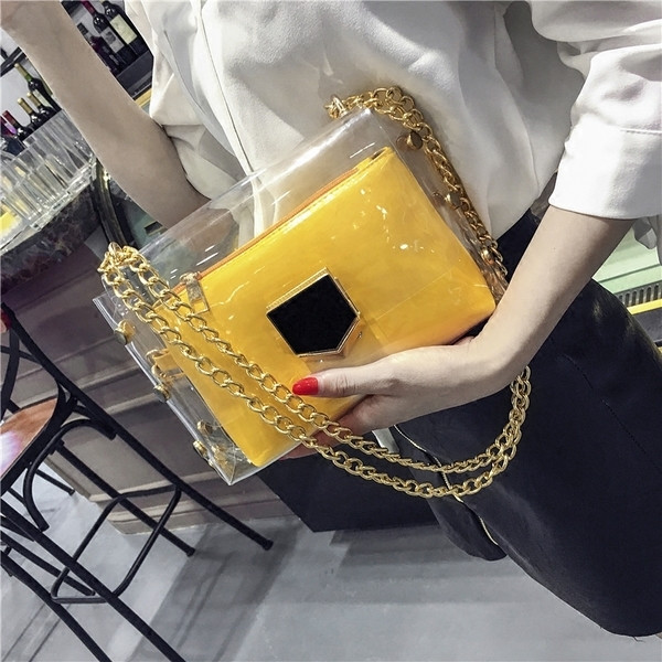 Дамска лятна прозрачна, малка и удобна чанта в шест модела