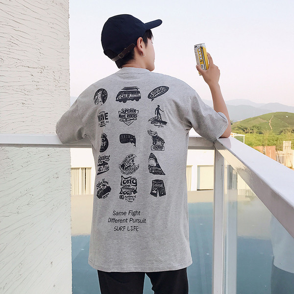 Ежедневна тениска в три цвята с изображение и надписи