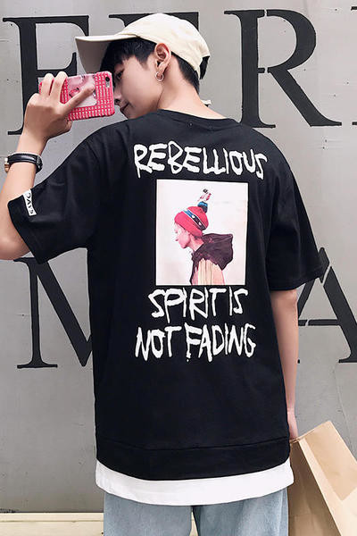 Дълга мъжка тениска с 3/4 ръкав в свободен стил в три цвята