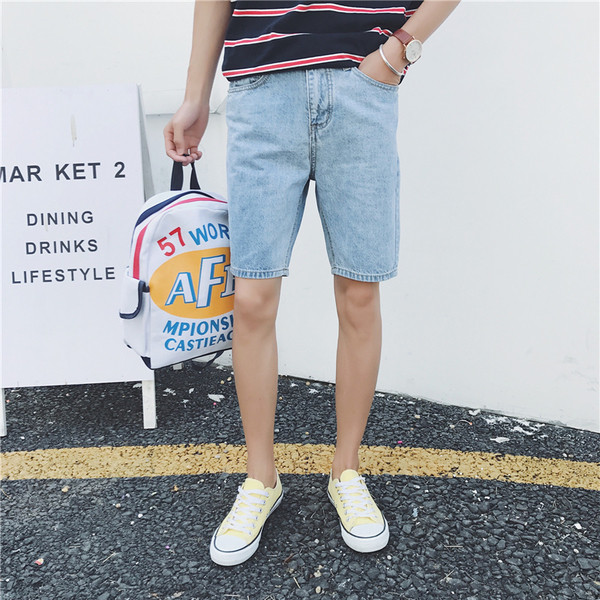 Мъжки къси дънкови панталони тип Слим