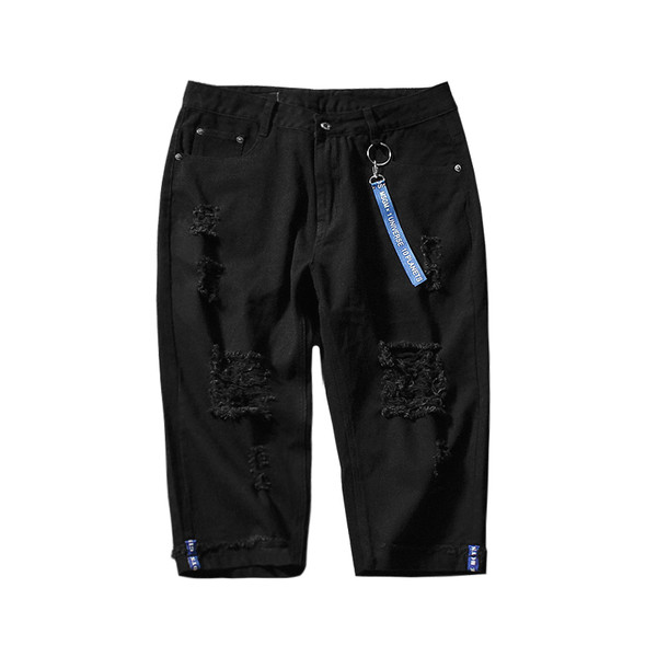 Μοντέρνα σχισμένα ανδρικά παντελόνια  7/8 για την άνοιξη και το καλοκαίρι