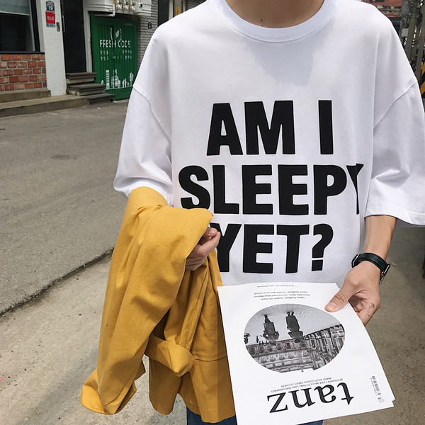 Широка тениска за мъже с 3/4 ръкав и с надпис в три цвята