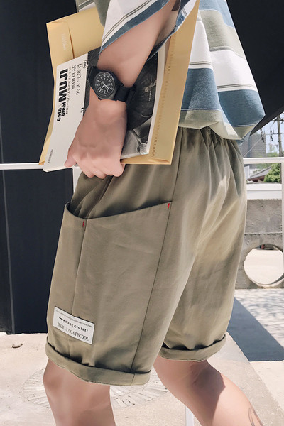 Широки мъжки шорти с връзки, в три цвята и с джобове