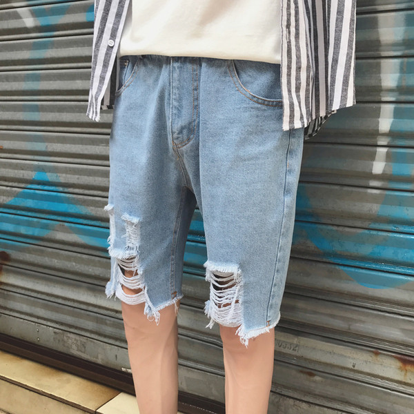 Супер стилни мъжки 3/4 дънки - накъсани