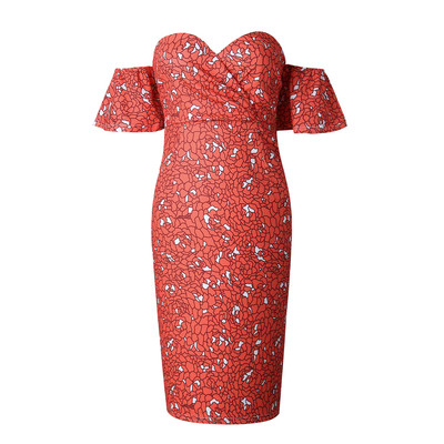 Μοναδικό γυναικείο φόρεμα με πτώση ώμου και βαθύ λαιμόκοψη