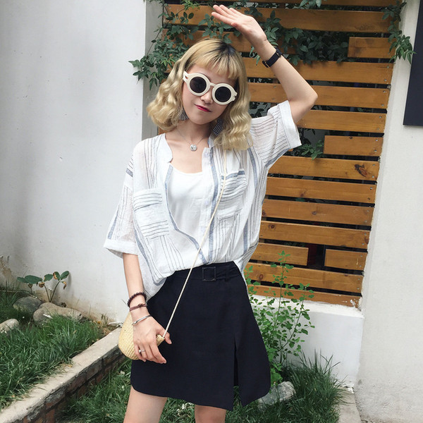 Лятна дамска риза с 3/4 ръкав в бял цвят