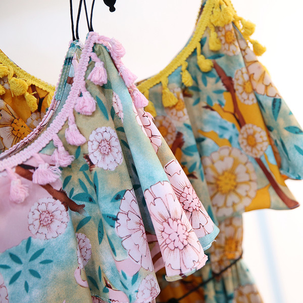 Γυναικείο μακρύ φόρεμα με floral  πριντ σε 2 χρώματα