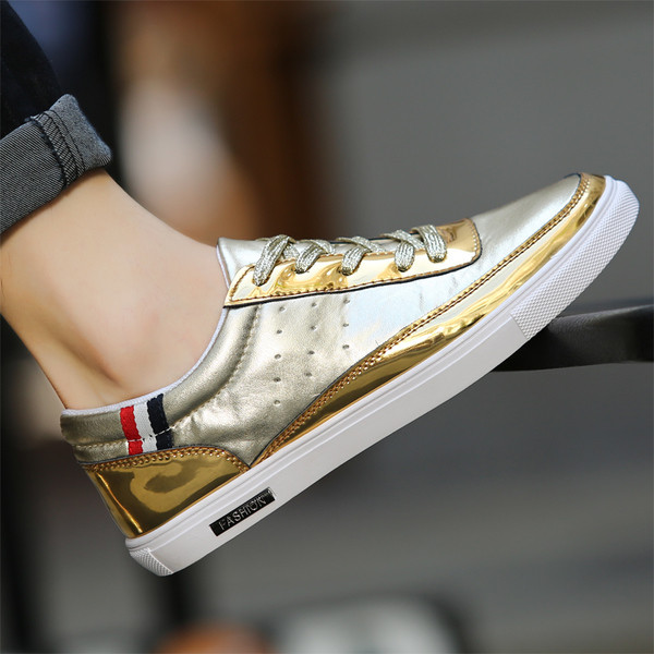 Ανδρικά πάνινα παπούτσια σε ασημί, χρυσό και μαύρο χρώμα