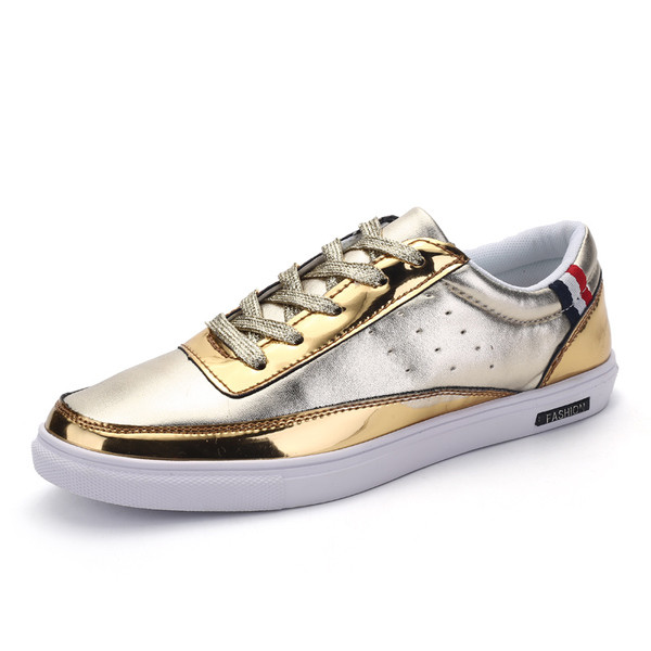 Ανδρικά πάνινα παπούτσια σε ασημί, χρυσό και μαύρο χρώμα