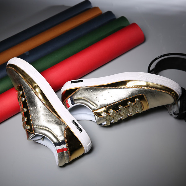 Ανδρικά πάνινα παπούτσια σε ασημί, χρυσό και μαύρο χρώμα