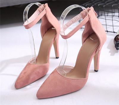 Много стилни дамски сандали на висок ток и с интересна закопчалка около глезена - 4 цвята